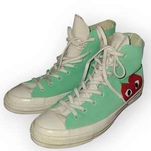 Converse Green High-Top Sneakers with Red Heart Men's Size 10